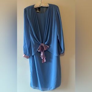 Ursula of Switzerland 1980 Powder Blue Mother of the Bride Drape Bow Front Dress